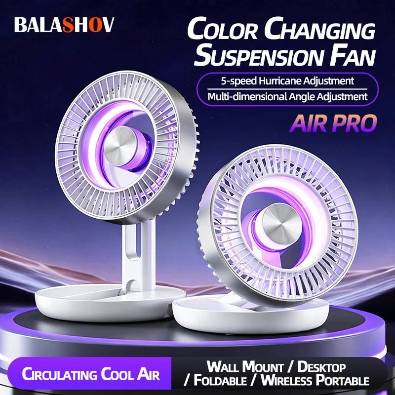 USB Rechargeable Foldable Desk Fan Portable Silent Air Circulator Cooling Fan Multifunctional Mini Table Fan Home Travel Camping