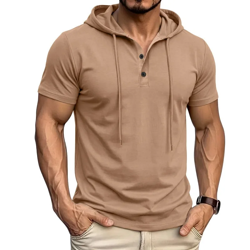 2026 Summer Sports Fitness Men's Short Sleeve T-Shirt Hoodie Short Sleeve Top