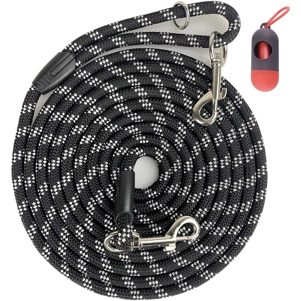Long Rope Dog Leash or Dog Training 12T 20T 30T 50T, Reflective Threads Dog Cat Leashes Tie-Out Check Cord Recall Training Agili