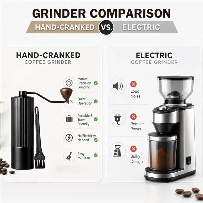 B23B Coffee Bean Hand Grinder Manual Coffee Grinder, 7-Core Stainless Steel Conical Burr, Portable Hand Coffee Grinder