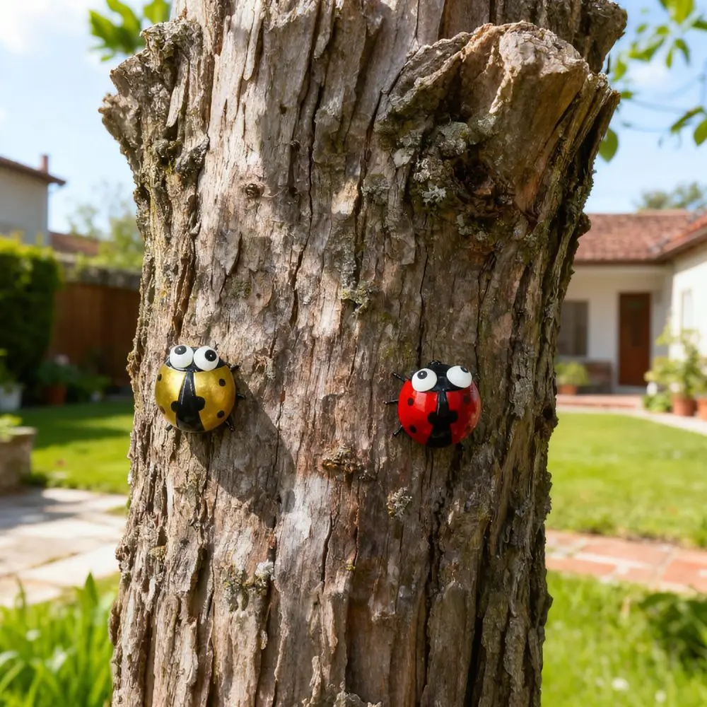 Rustic Metal Ladybug Beetle Sculpture Iron Wall Decor For Garden Fence Backyard Patio Outdoor Hanging Ornament Art
