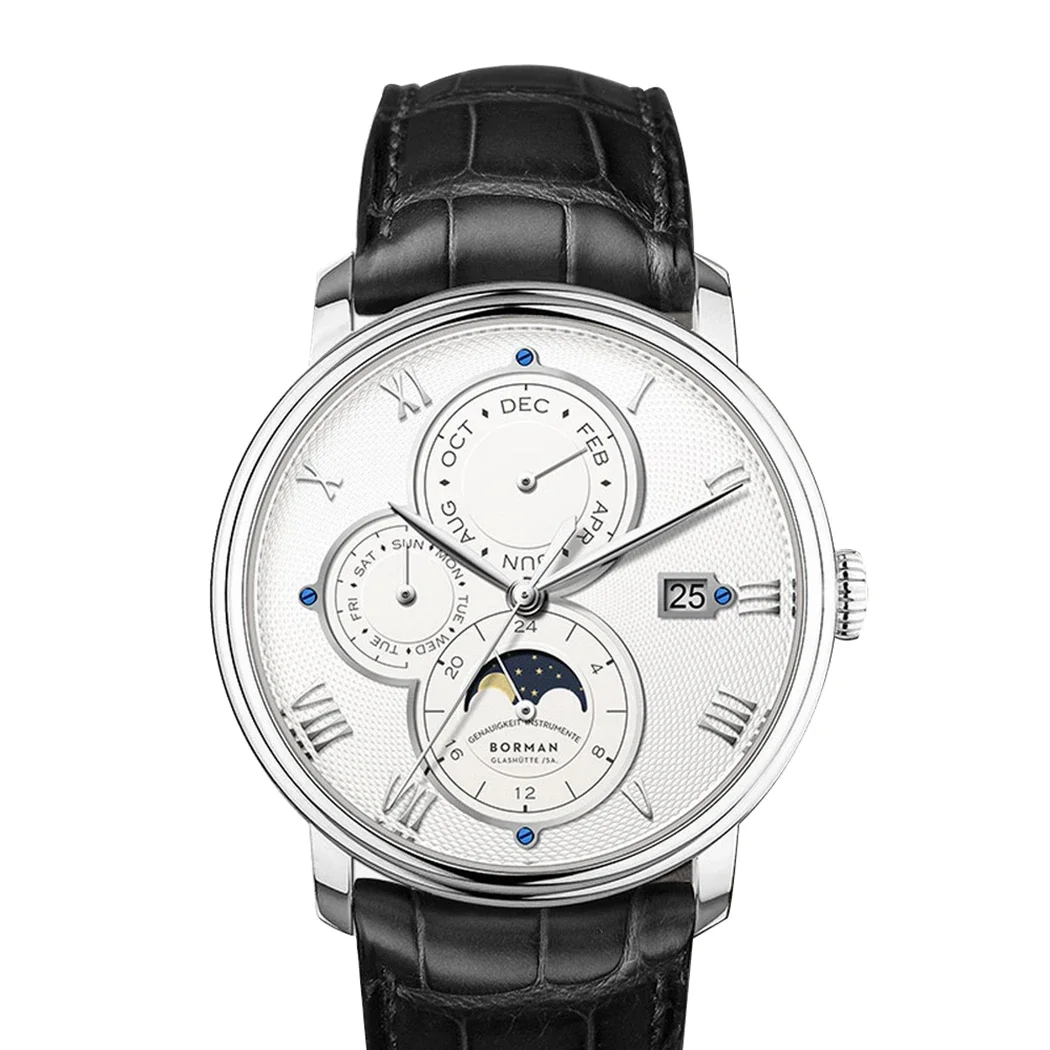 Borman Heren Automatische Horloges Luxe Heren Jurk Horloge Zelf Wind Mechanisch Horloge Mode 50M Waterdicht Saffier Maand Week - afbeelding 1