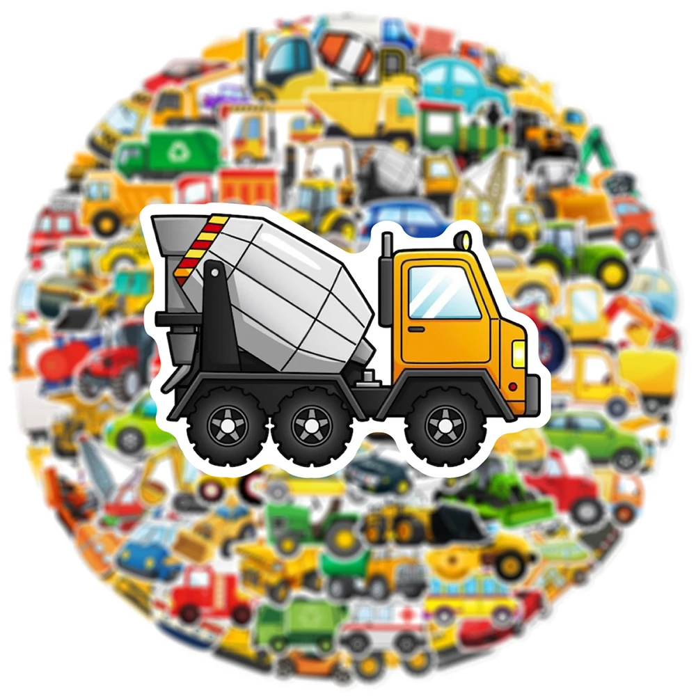 

10/30/60/120pcs Funny Cartoon Engineering Vehicle Stickers Excavator Airplane Sticker Notebook Phone Scrapbook Decals Kids Toy