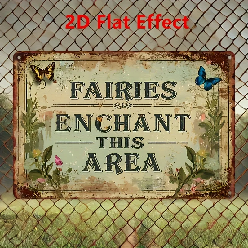 2D Flat - Magic Fairy Vintage Metal Iron Sign, Whimsical Wall Art, Perfect for Enhancing Your Garden or Patio with Fantasy