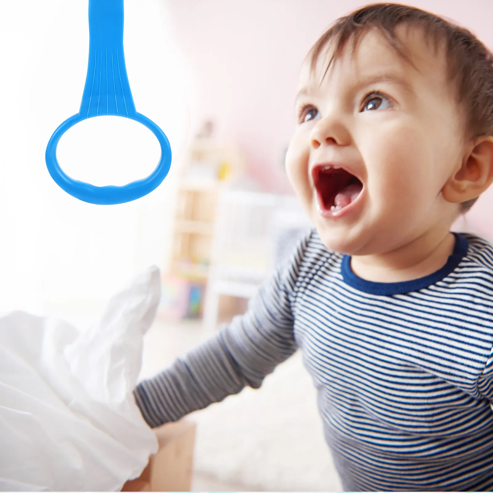 

1Pair Baby Crib Hanging Rings Smooth Rounded Edges Bright Color Design Infant Pull Up Rings for Standing Walking Exercise
