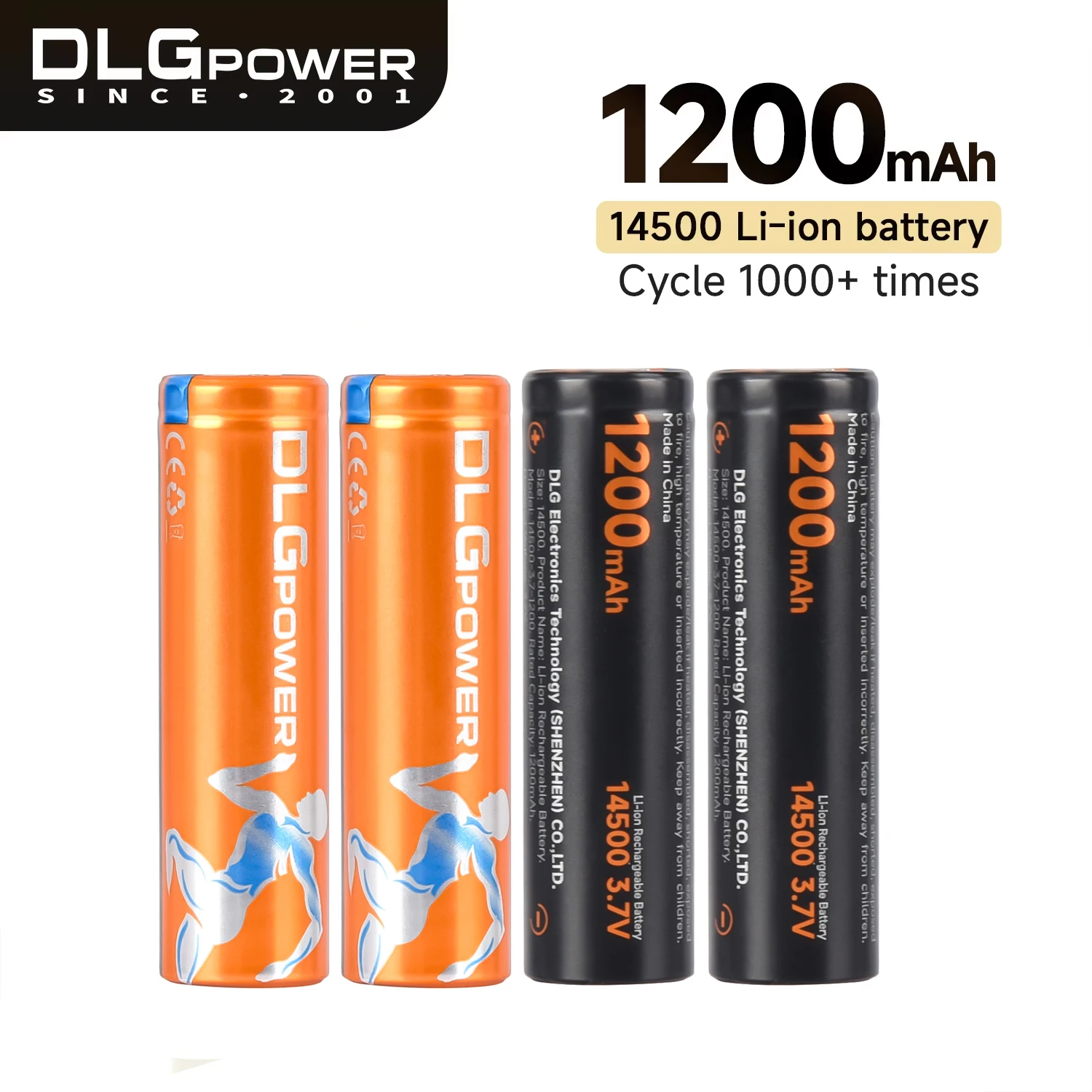 DLGPOWER 14500 1200mAh 3.7V Lithium-Ion Rechargeable Battery Flashlight Electric Toy Radio Microphone Mouse Keyboard