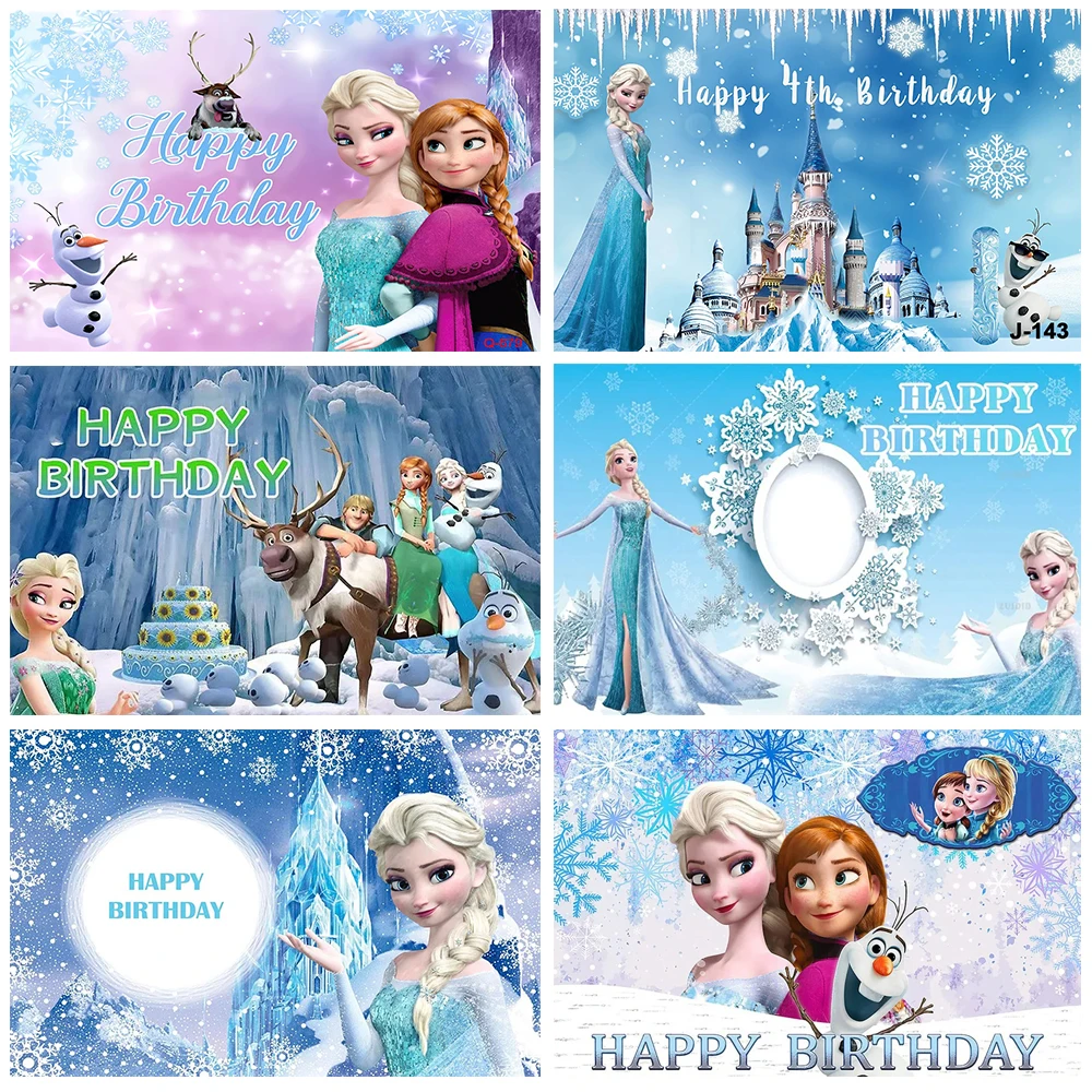 Frozen Elsa Princess Birthday Party Backdrop Custom Decorate Girl Winter  Baby Shower Ice Snow Castle Wallpaper Photo Background