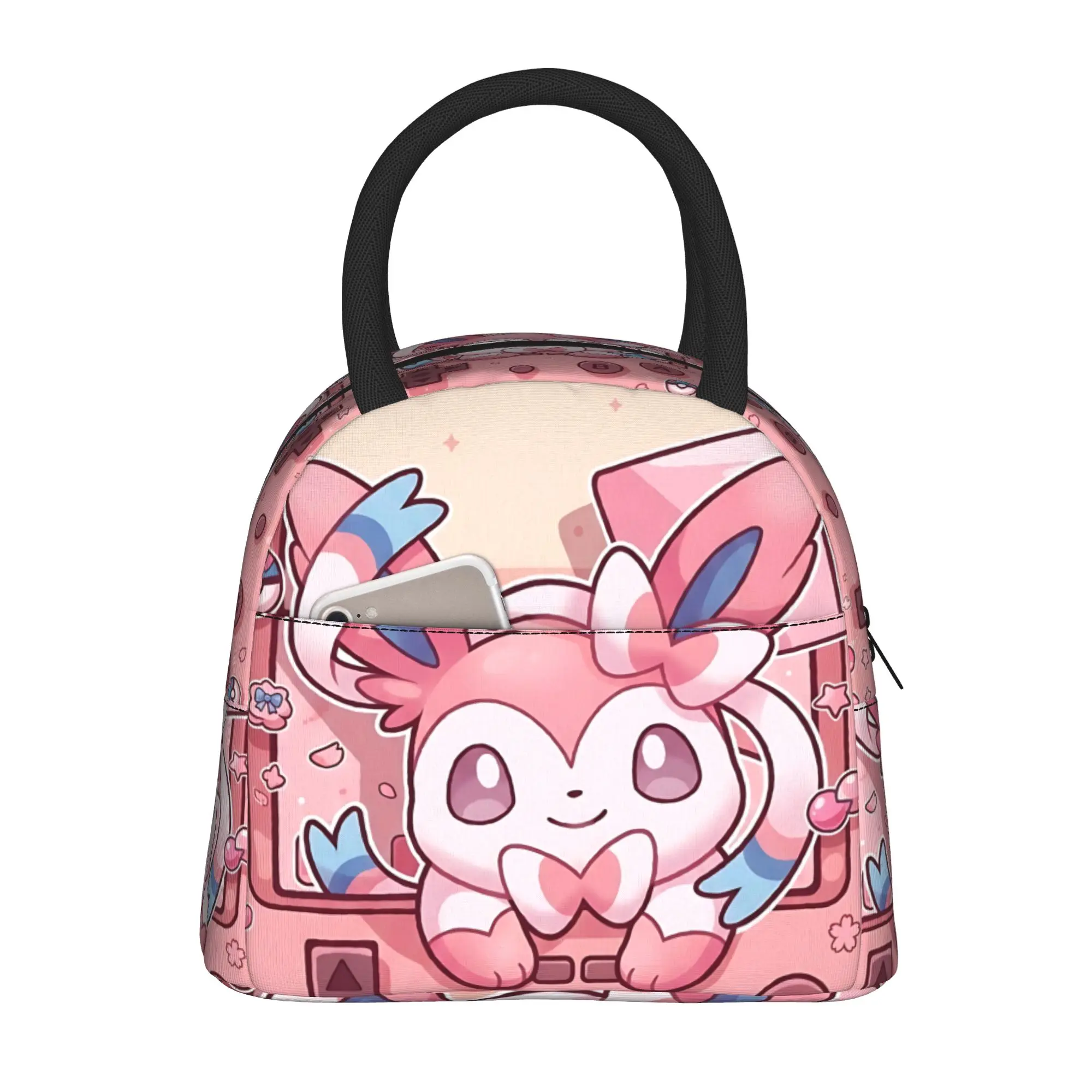 Cartoon Pokemon Theme Handbag Insulated Lunch Bag Meal Pack Rice Bag  bolsa Student Bento Lunch Handbag Insulation