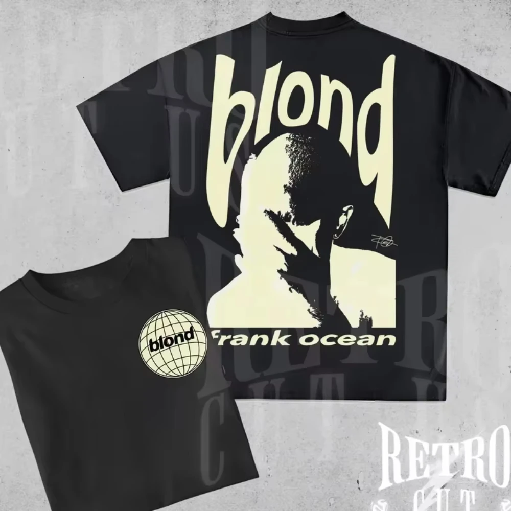 Rapper Frank Retro Graphic T Shirt Men's Women's Hip Hop Ocean Album Clothing T-Shirt Y2k Blond Fashion Oversized Cotton T-shirt