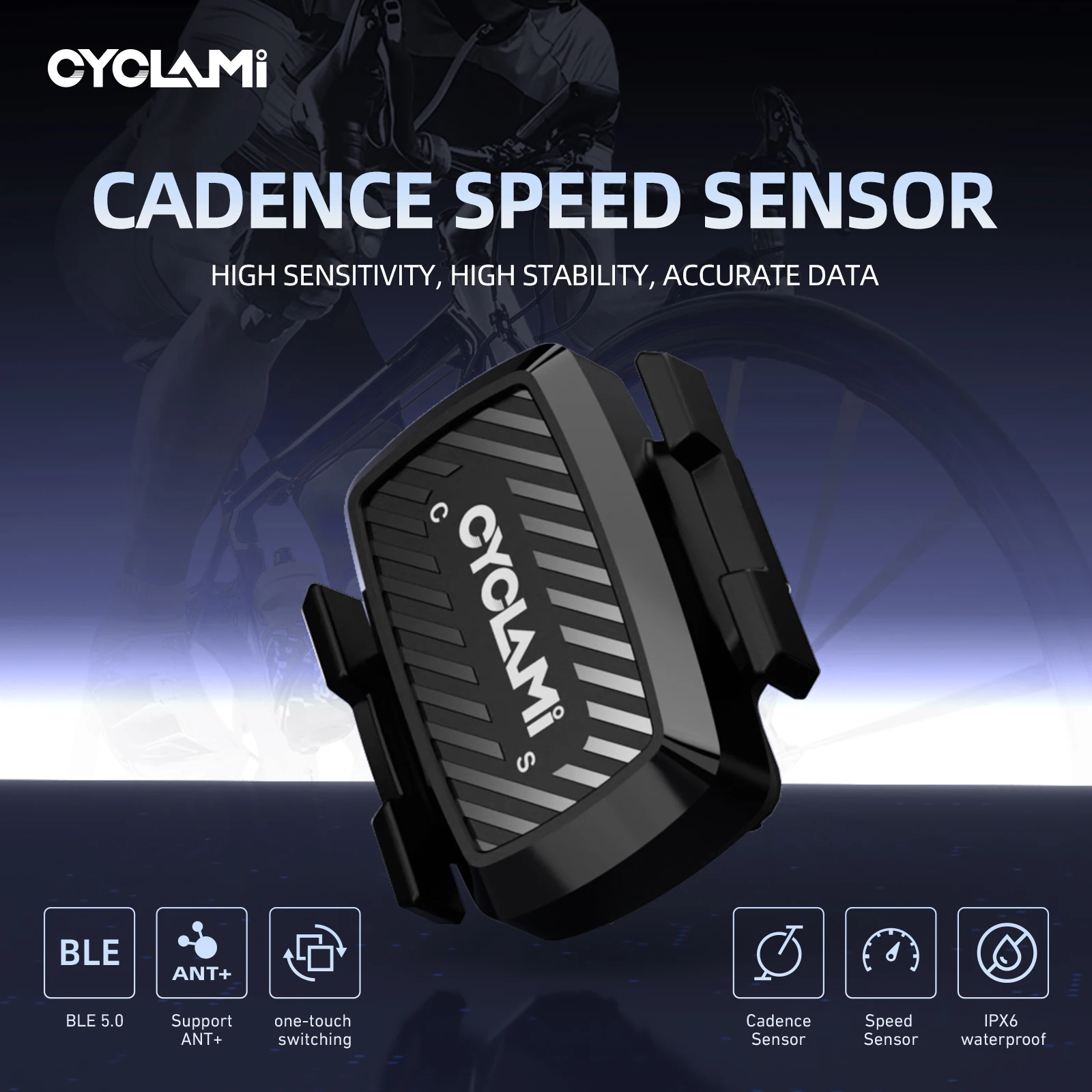 CYCLAMI-C1 ciclismo cadência velocidade sensor velocímetro, transmissão sem fio para Garmin, XOSS, IGPSPORT, bicicleta GPS computador