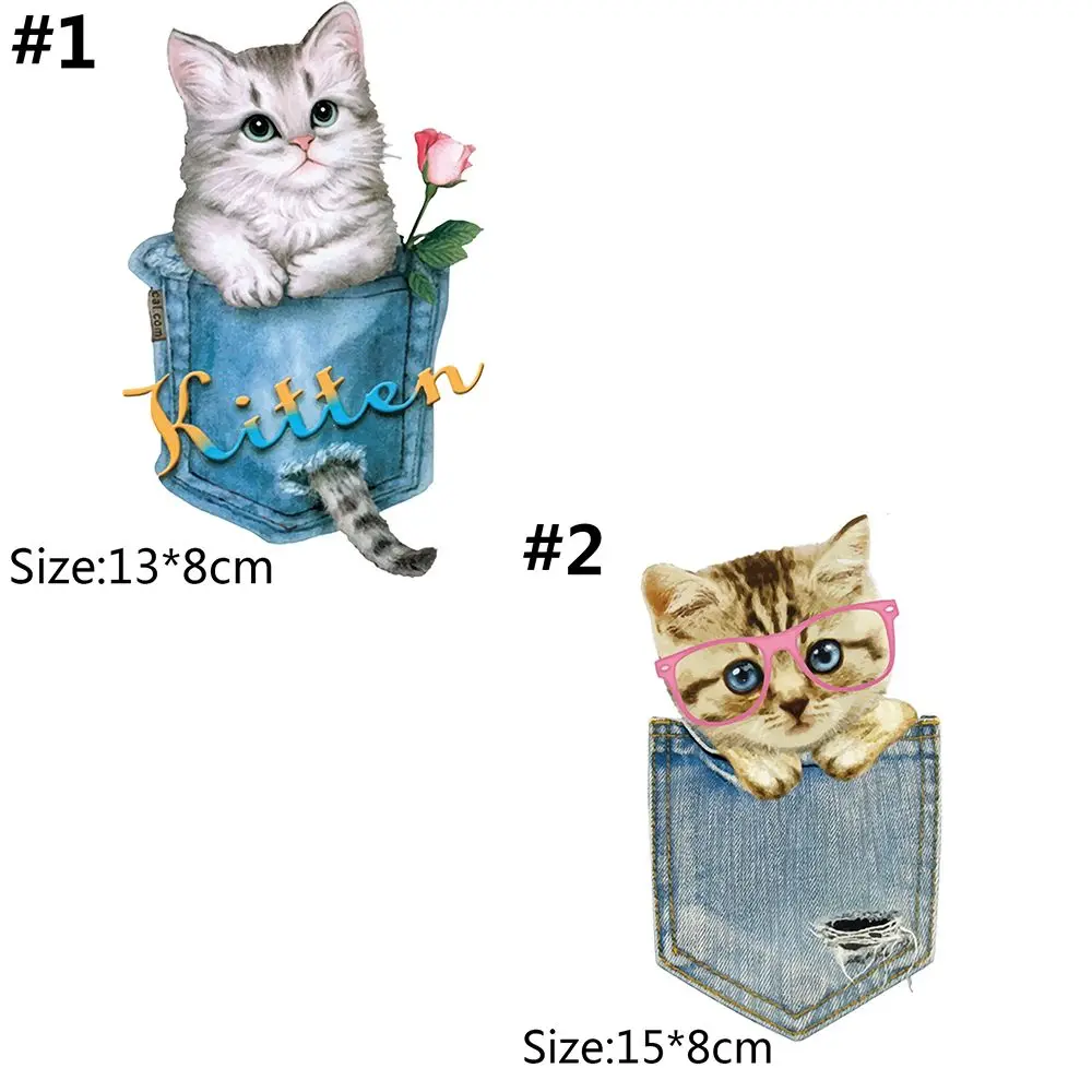 Press Washable Dresses Clothes DIY Printing Iron on Appliques Heat Transfer Stickers Cat Patches - view 6