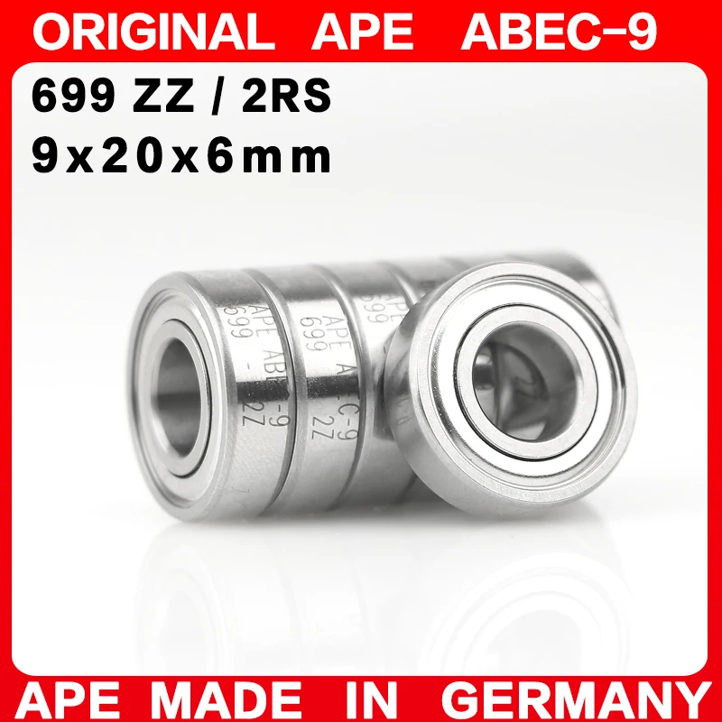 10-200PCS Germany ABEC-9 Bearing 699 ZZ 2RS 9x20x6 mm 699-2RS 699ZZ Z  RS LB LU - 2Z Miniature Precision Ball Bearings