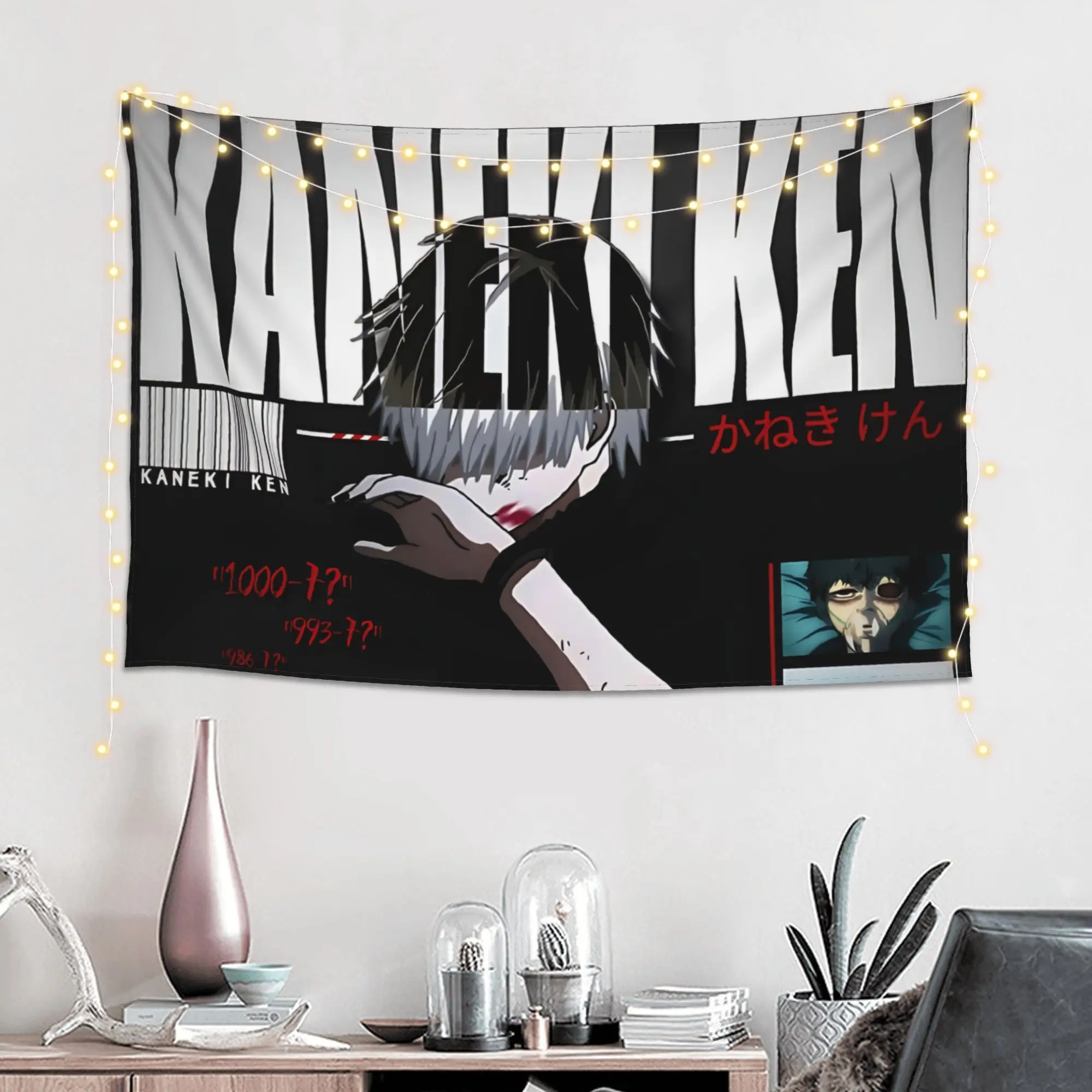 Customized Halloween Tokyo Ghoul Kaneki Cutecore Tapestry  Wall Hanging Blanket Tapestry Home Decor Items Wall Decorations