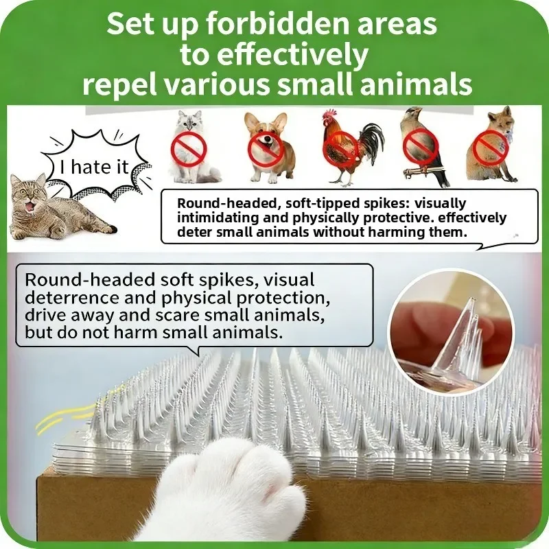 20PCS Plastic Bird Spikes Detachable Deterrent Burglar Pigeons Cat Repellent Spike Roof Fence Wall Outdoor Repeller Climb Spikes