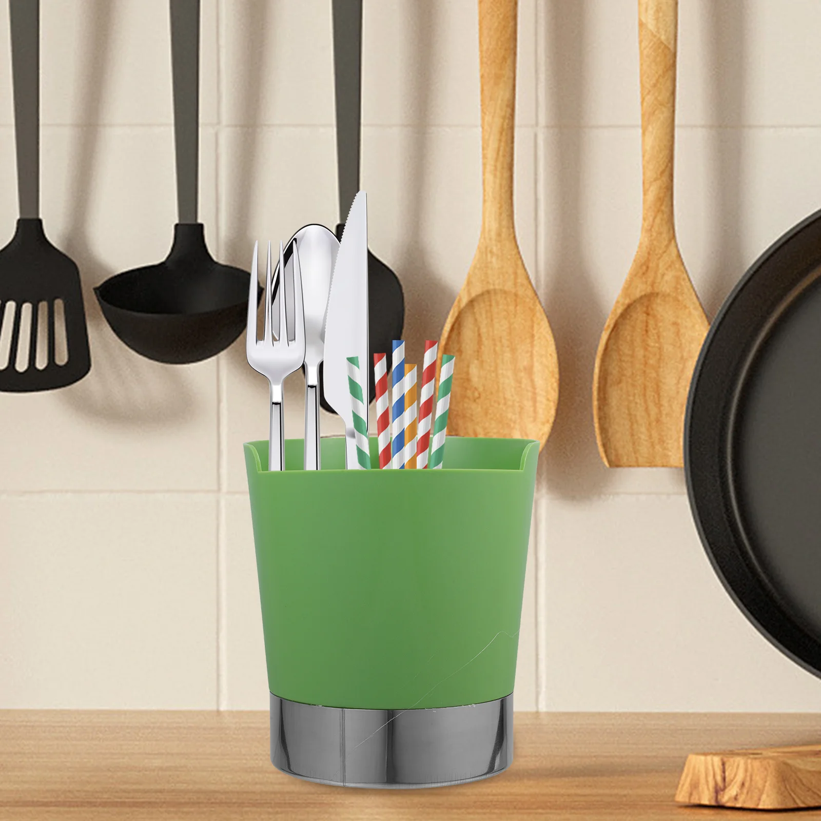 

Multifunctional Utensil Holder 3 Compartment Kitchen Countertop Organizer For Straws Stirrers Spoons Chopsticks