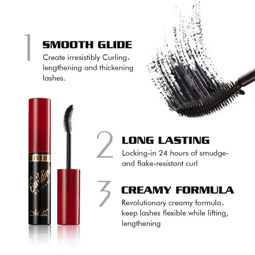 Fiber Mascara Long Eyelash Silicone Brush Curving Lengthening Mascara Waterproof Longlasting Makeup Eye Cosmetic