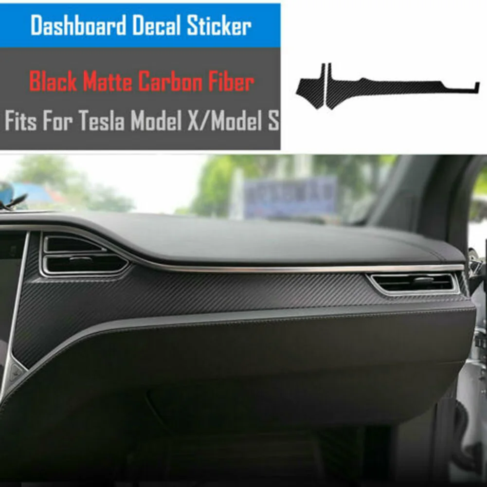 Black Carbon Fiber Center Console Wrap Vinyl Sticker Trim for Tesla Model XS, Highly Intensive Use, Resistant to Scratches