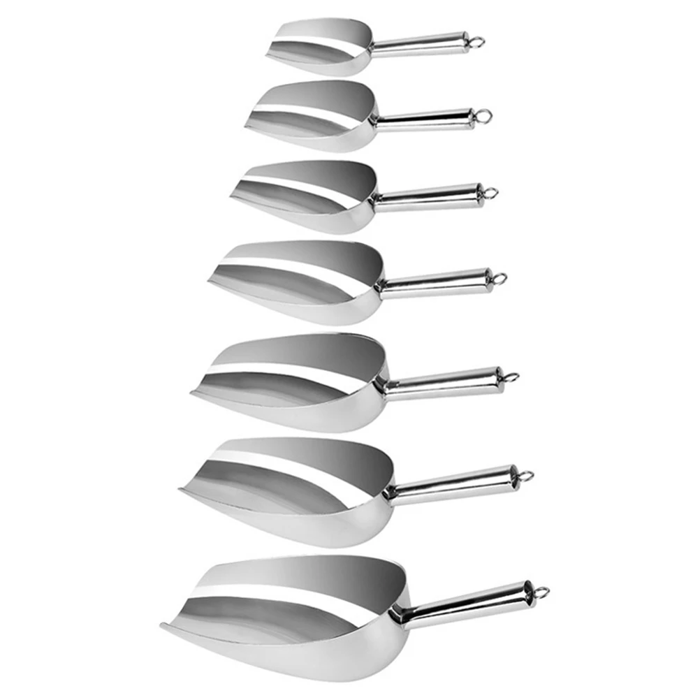 

Thickened Stainless Steel Cube Shovel Food Metal Scoop for Candy Nuts Beans Coffee Crushed One Piece Arc Body