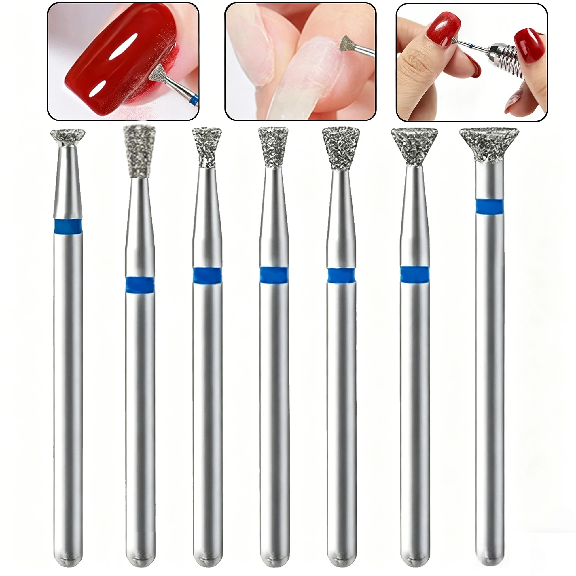 1/7-teiliges Diamant-Nagelbohrer-Set, poliert effektiv überschüssigen Kleber auf beiden Seiten der Nagelhaut und entfernt Grate an den hinteren Kanten.