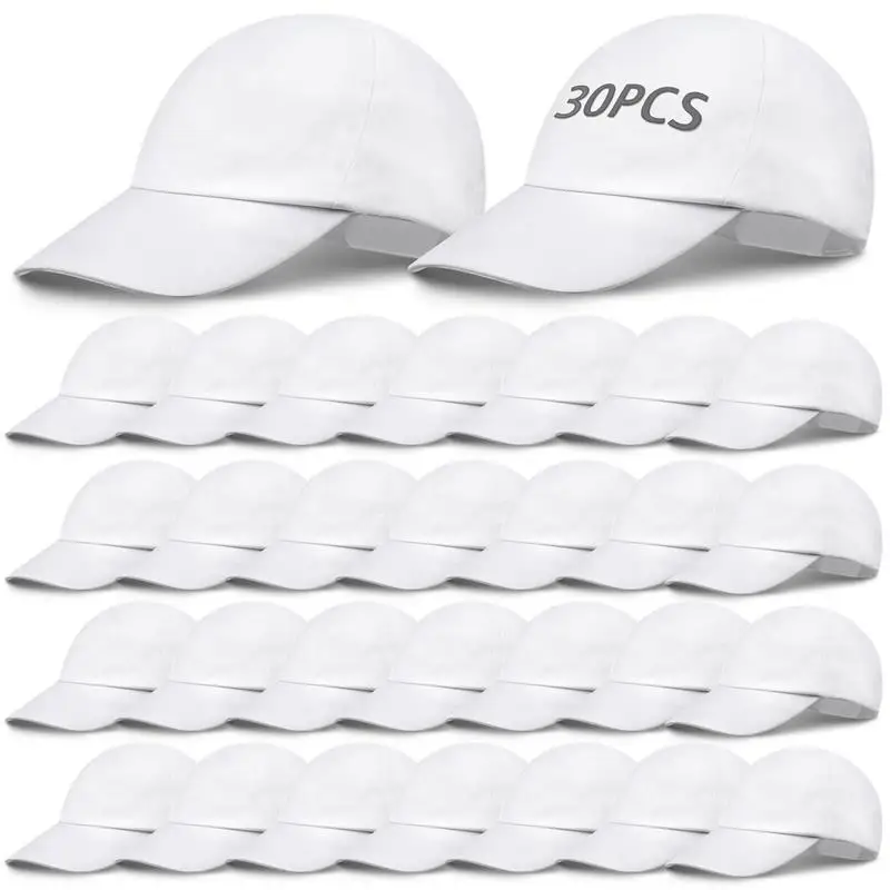 30Pcs/Set DIY Baseball Hats For Kids Unisex Blank Baseball Cap White Baseball Caps Hats With Adjustable Strap For Women Men