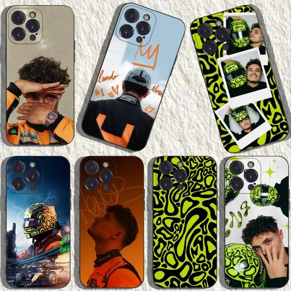 

L-Lando Norris Phone Case For iPhone 17,16,15,14,13,12,11,Plus,Pro Max,XS,X,XR,SE,Mini,8,7,Soft Silicone Black Cover