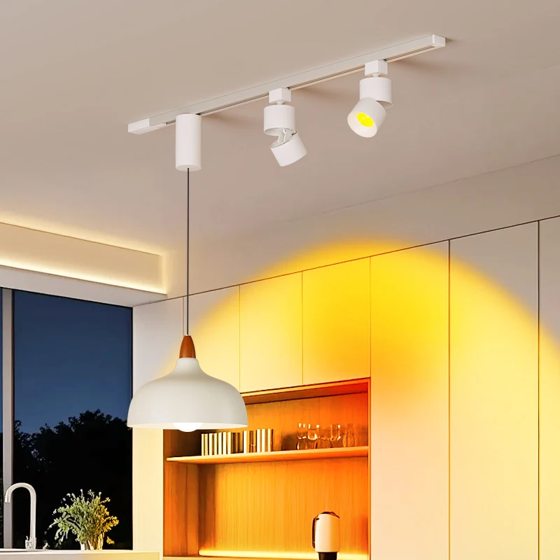 Restaurant 2026 New Chandelier Medieval Style Modern Minimalist Track Chandelier Dining Room Dining Table Color Sunset Light