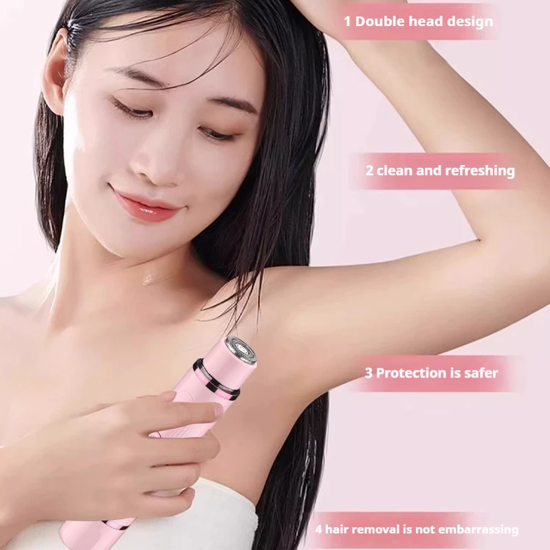 Dual Head 2 IN 1 Women Electric Shaver Hair Trimmer Portable Female Epilator for Underarm Arm Leg Bikini Intimate Hair Grooming