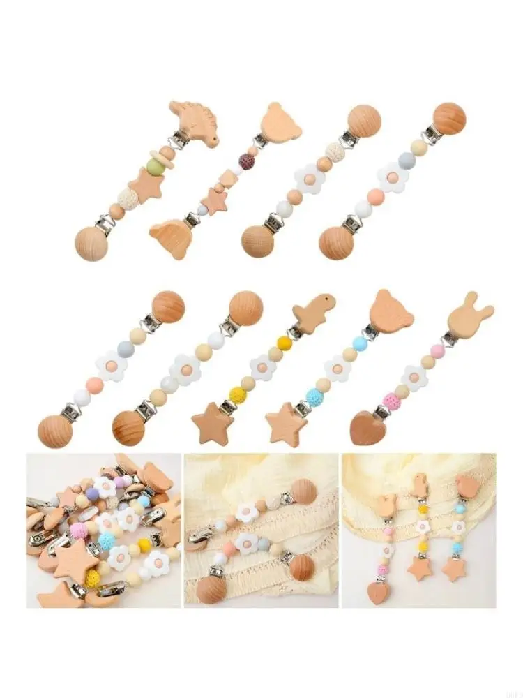 

Зажим для детской соски из бука, безопасный зажим для детской пустышки, цепочка для детской соски для ребенка от 0 до 3 лет, в