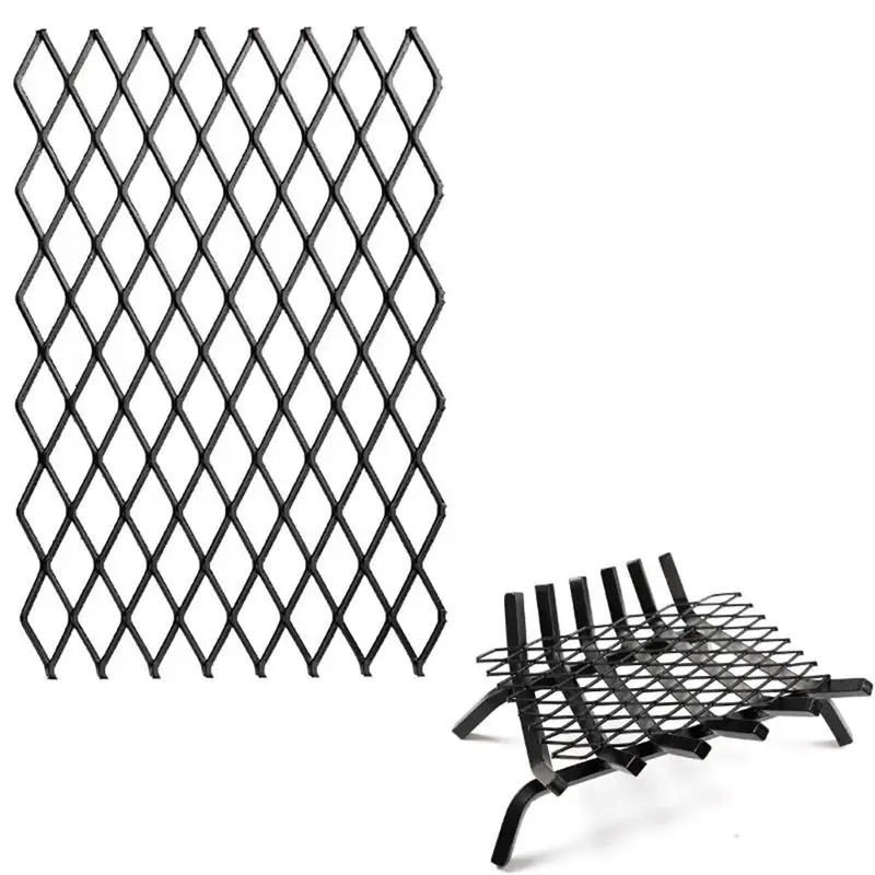 A67P-Steel Retainer Ember For Fireplace Grates 7.5X11.8In, Heavy Duty Solid Steel, Add Support To Fire Logs On Grate, Black