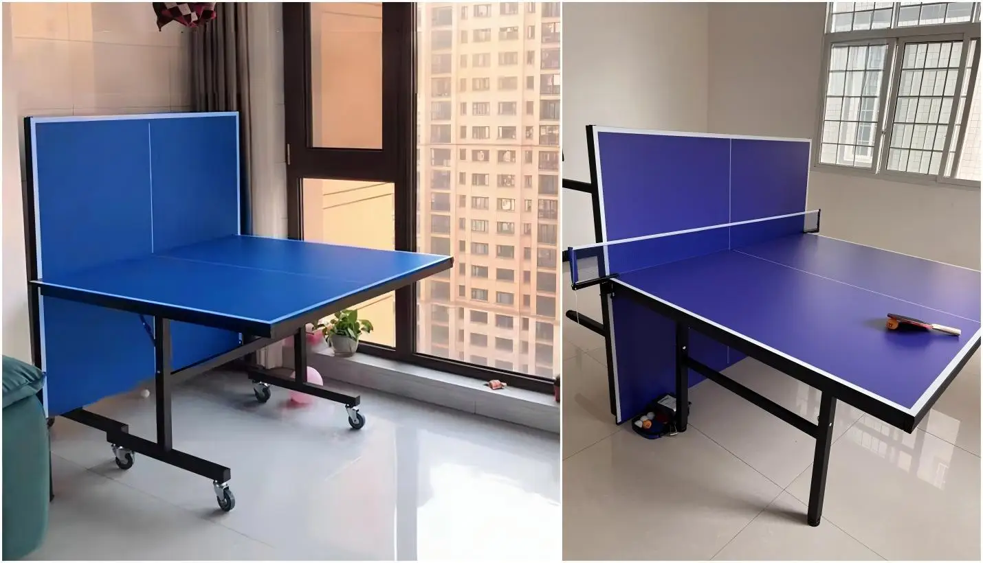 Indoor Table Tennis Table Foldable Standard Panel Training Mobile with Wheels and Balls