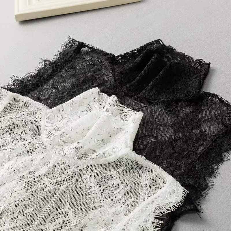Versatile High Collar Lace Collarless Top Sleeveless Base Shirt Stand Collar Sweater Decorative Shirt Inner Fake Collar