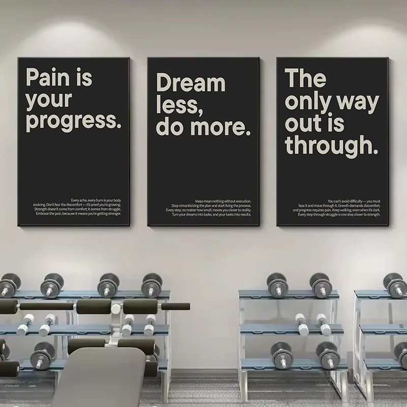 Retro Minimalist Bodybuilding Motivational Quotes Sports Fitness Canvas Poster Wall Art Pictures Home Gym Decor Gift