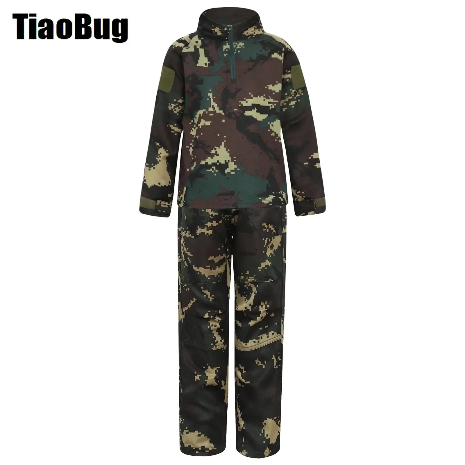 Kid Military Suits Girl Boys Camouflage Uniforms Combat Long Sleeve Top And Pants Set Summer Training Sportswear