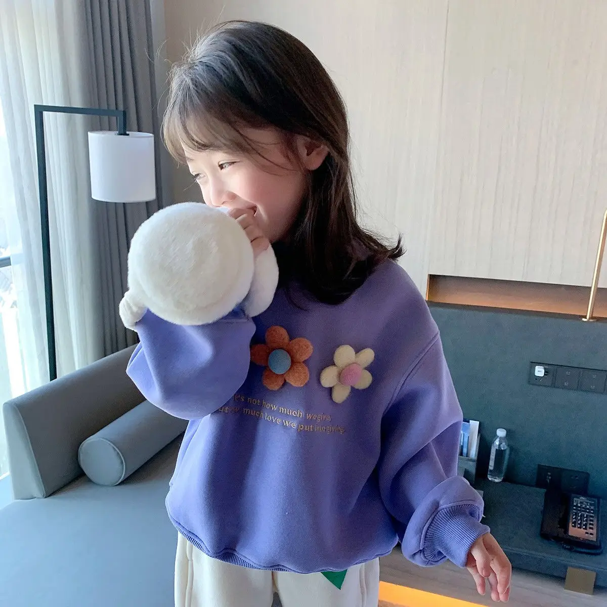 2026 Autumn Korea Girls Cotton Flowers Sweatshirt Tracksuit Toddler Girl Clothes Long Sleeve Top Baby Girls Boutique Hot view 5