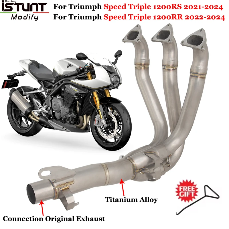 Motorcycle Exhaust Escape Systems For Triumph Speed Triple 1200RS 2021 1200RR 2022-2024 Titanium Alloy Slip On Front Link Pipe