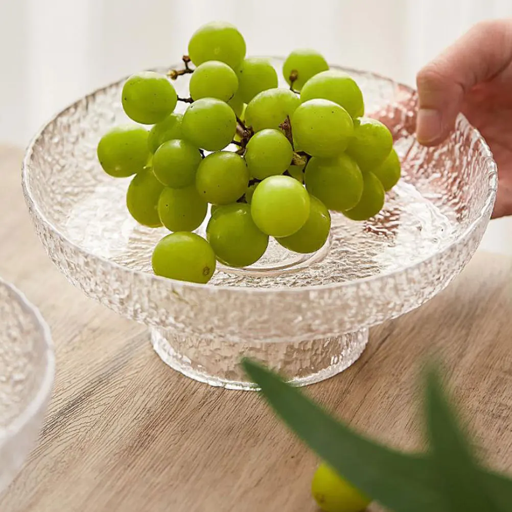 

1Pcs Glass Multi-Purpose Fruit Tray European Design Food Storage Tray Cake Dessert Serving Plate Anti-Slip Stable Use