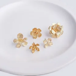 2PCS Gold Filled 925 Silver Fungus Needle Cherry Blossom Ear Studs DIY Handmade Jewelry Earrings Materials With Rings Earrings