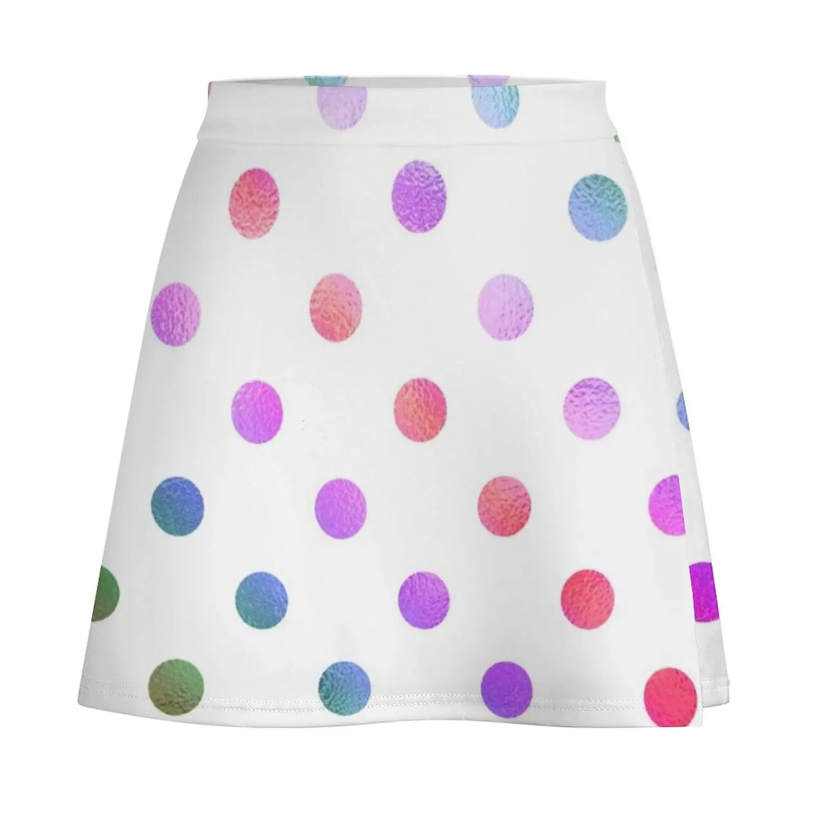 Rainbow Red Green Teal Blue Purple White Polka Dot Digital Paper Mini Skirt clothes for woman clothes for women girls skirt