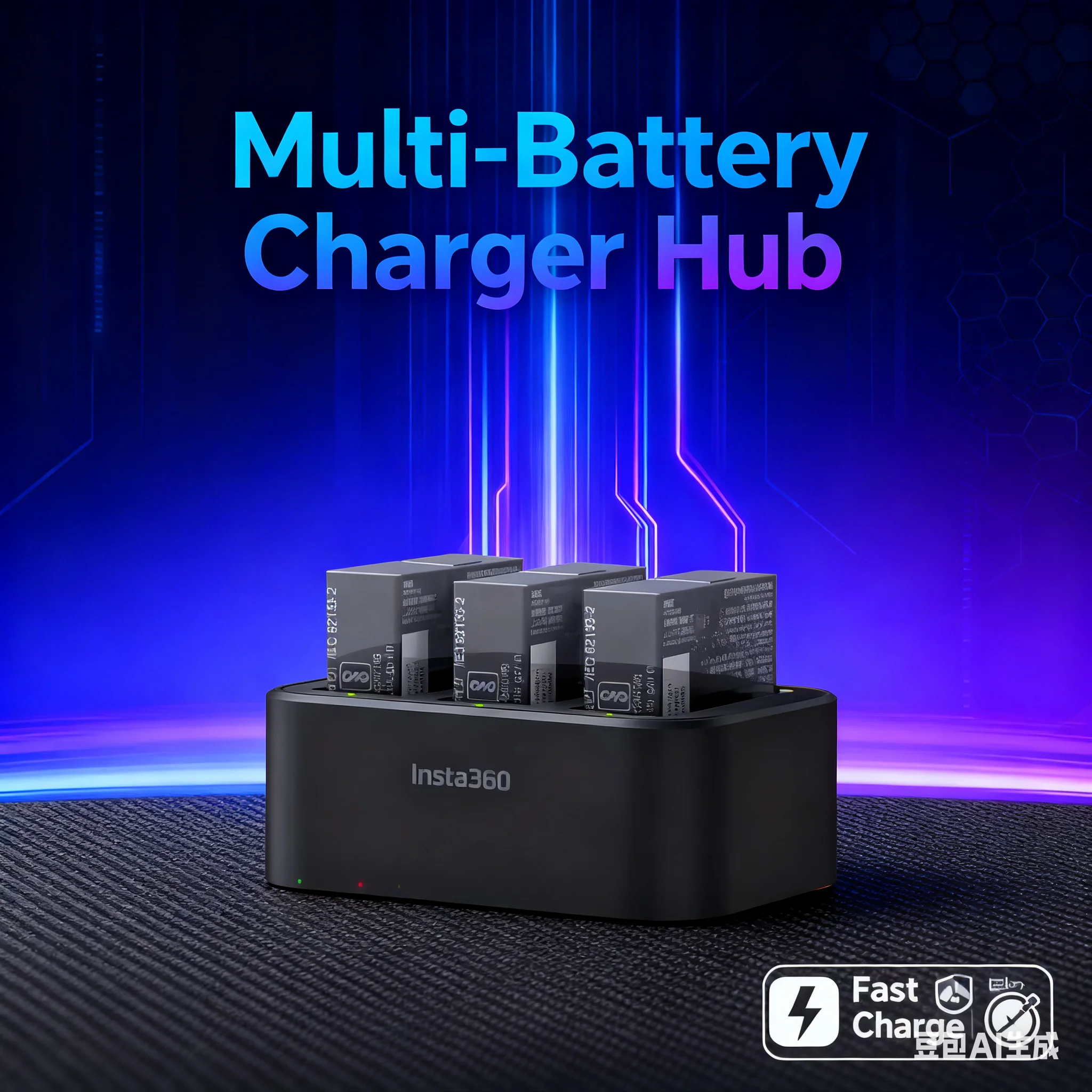 Triple Battery Fast Charge Hub For Insta360 Ace Pro 2/Ace Pro/Ace - OLED Screen, Smart Protection Charger