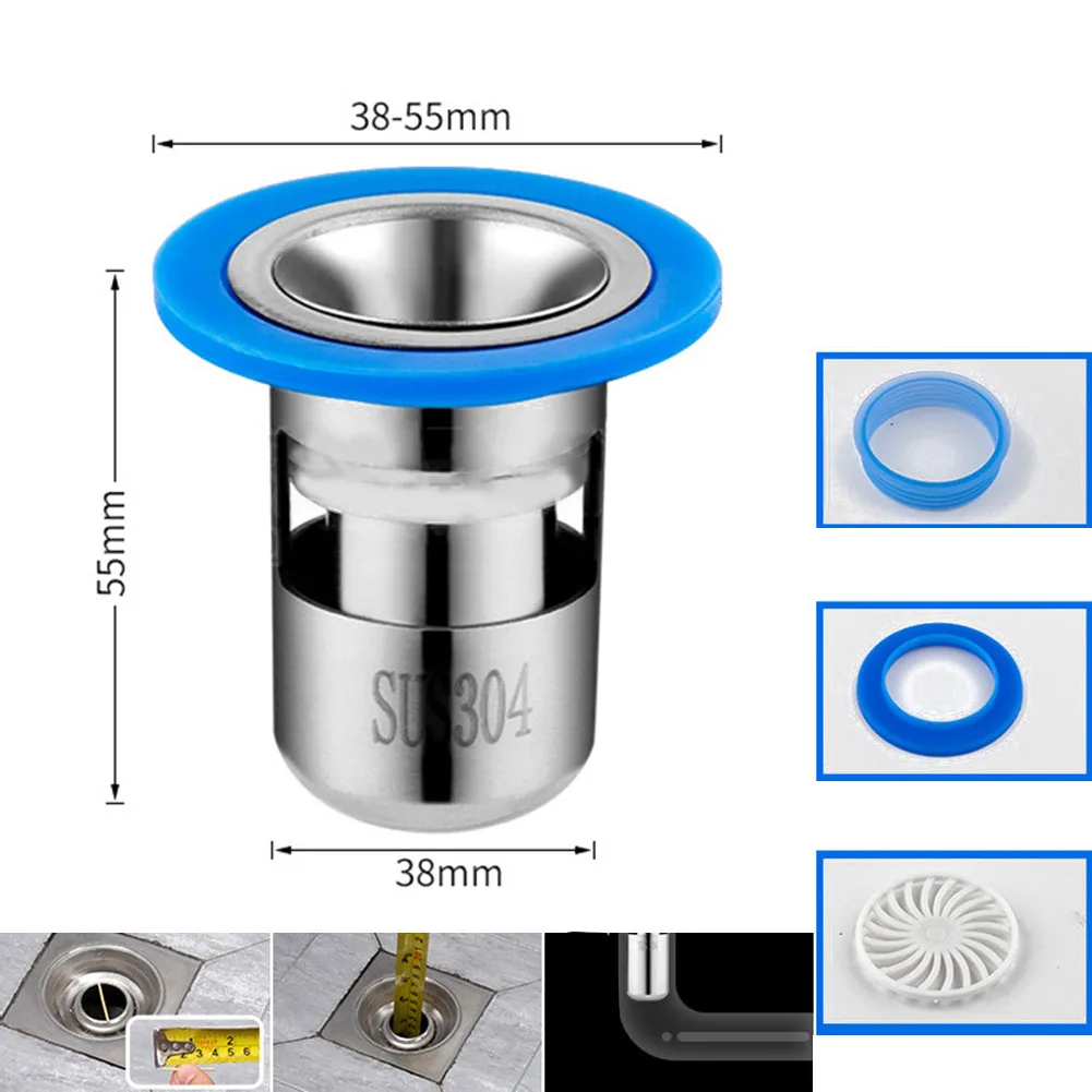 304 Stainless Steel Floor Drain Core Deodorant Insect Proof Bathroom Deep Water Seal Bathroom Sealed Sewer Sink Deodorant Cover