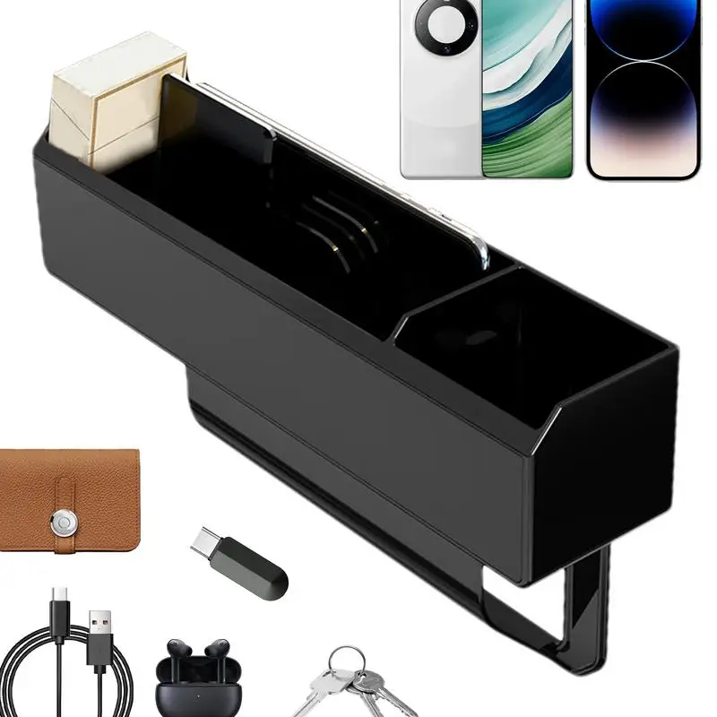 

Car Seat Seam Filler High Capacity Convenient Cup Holder Console Side Box Holders Seat Side Seam Filler For Cards Glasses Phone
