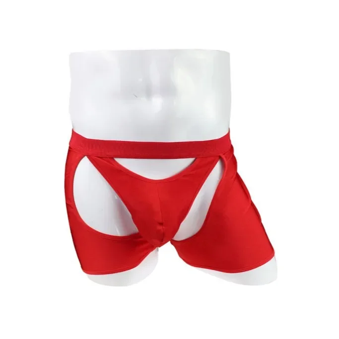 

Эротическое боксерское нижнее белье для мужчин, сексуальные шорты-боксеры со средней талией и выпуклой сумкой спереди и сзади, полые трусы Homme, порно плавки