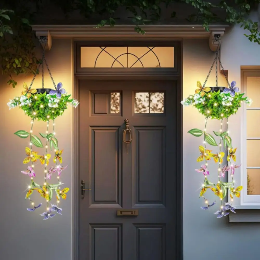 Waterproof Design Solar Butterfly Lamp Solar Powered Butterfly Decoration Artificial Plant Lamp Artificial Plant Vine Style