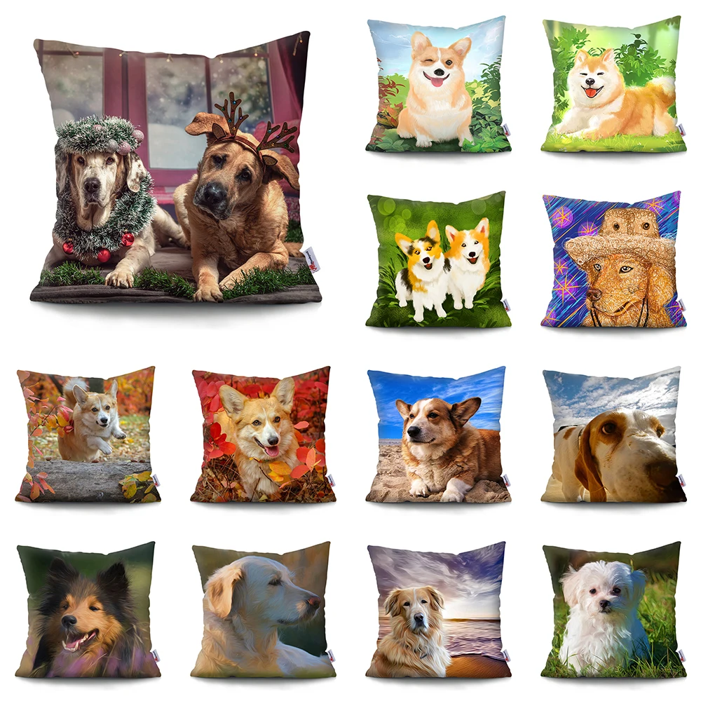 

Cute Pet Dog Cushion Cover Polyester Pillowcase Home Decor Pillowcase Sofa Home Pillowcase