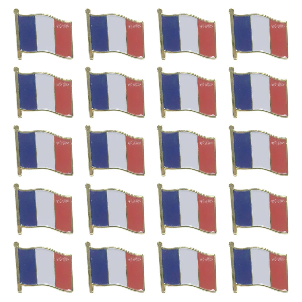 

20 Pcs French Flag Brooch Country Pins Button up Shirt Iron Custom Badge Holder Display Case
