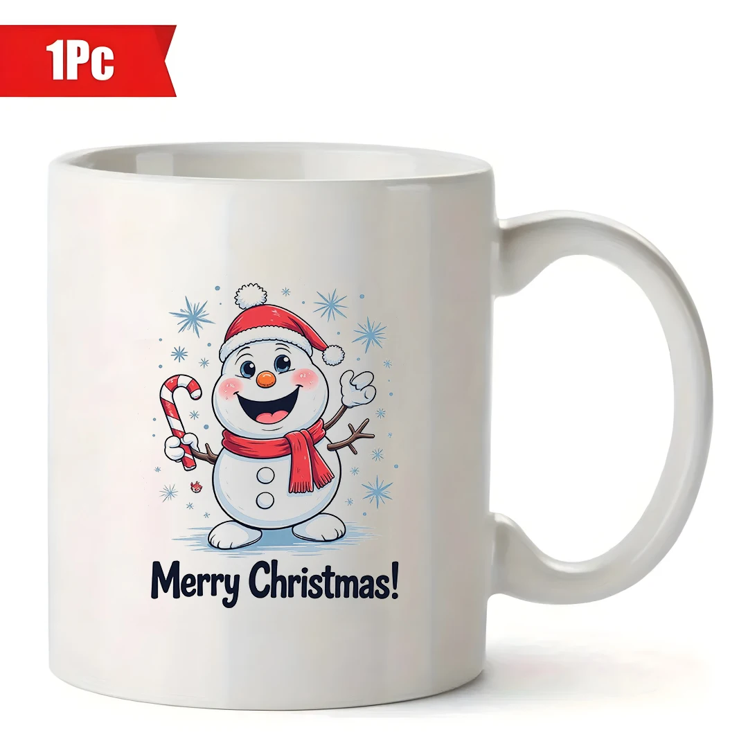 11oz cartoon Santa Claus mug + Joyful Snowman Christmas Gift Kids Cup Family Office Coffee Cup Christmas Atmosphere Decor