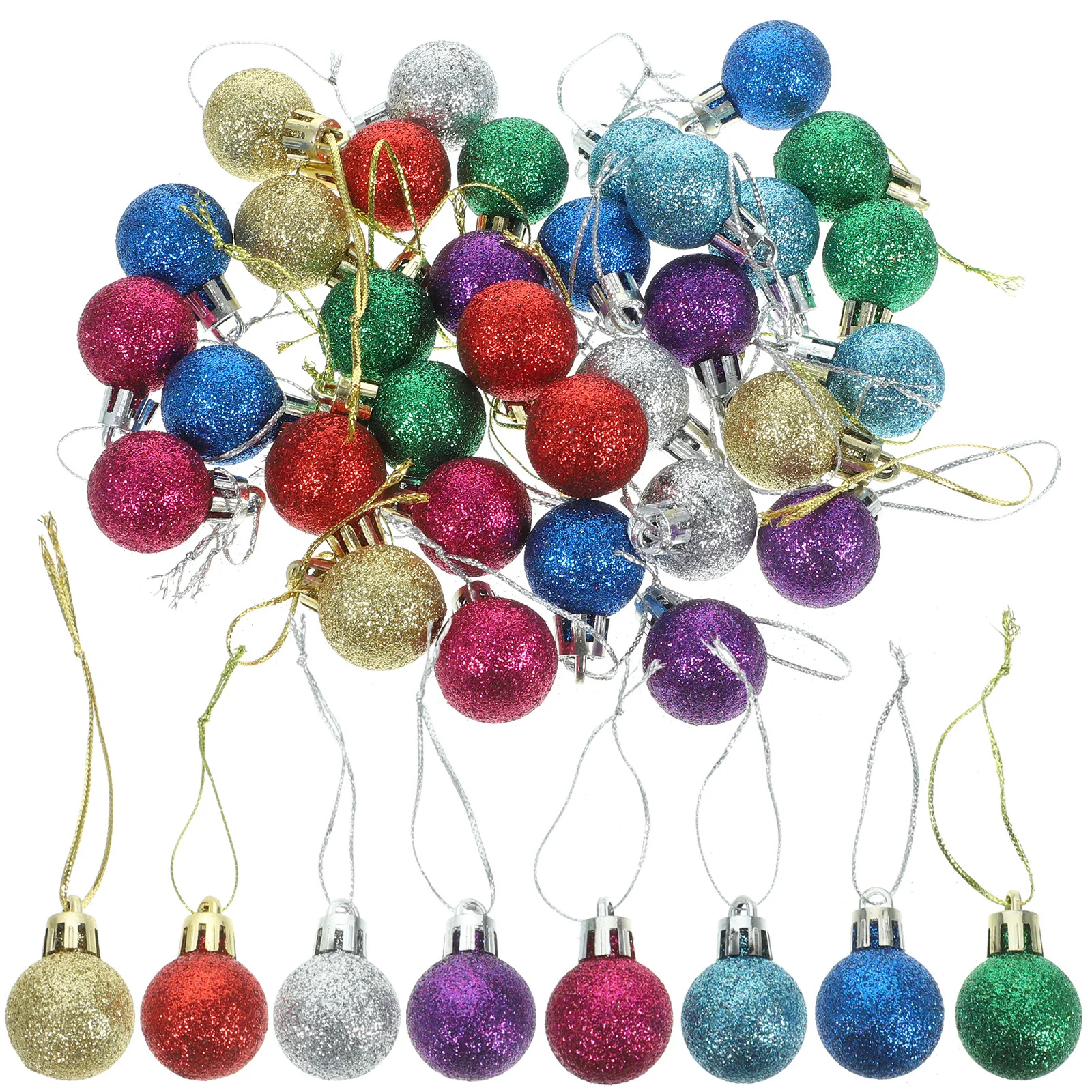 

80Pcs Mini Christmas Glitter Balls Festive Hanging Ball Ornaments for Tree DIY Garland Hotel Restaurant Decor Hanging Tree Ball