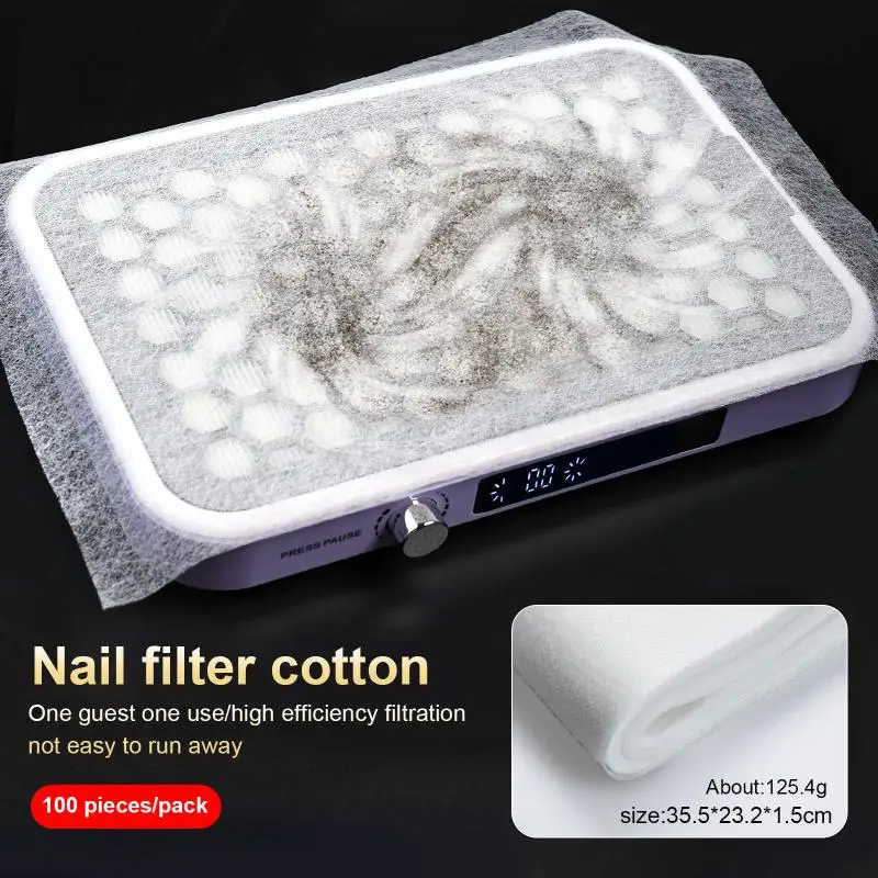 200/100pcs Disposable Nail Art Vacuum Dust Collector Non-Woven Filter Paper Manicure Machine Dust Filter Paper