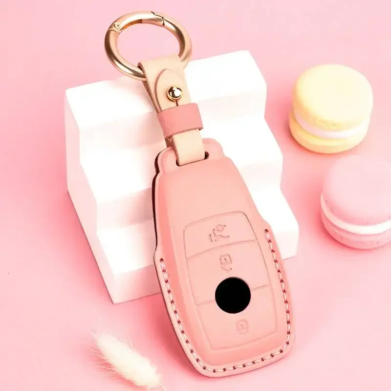 Leather Car Key Cover Case for Mercedes Benz C260L S320L E200L E300 C260 C200L