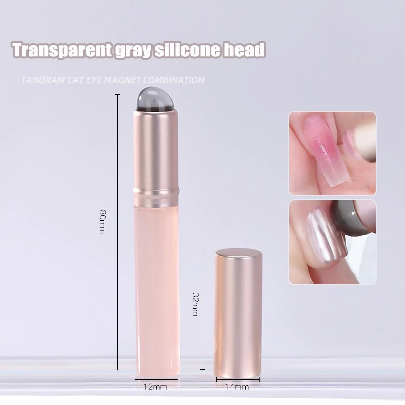 Brocha de silicona para uñas con punta de esponja, reutilizable, para aplicar polvo de pigmento, herramienta de manicura, suave y elástica, palito para uñas 4